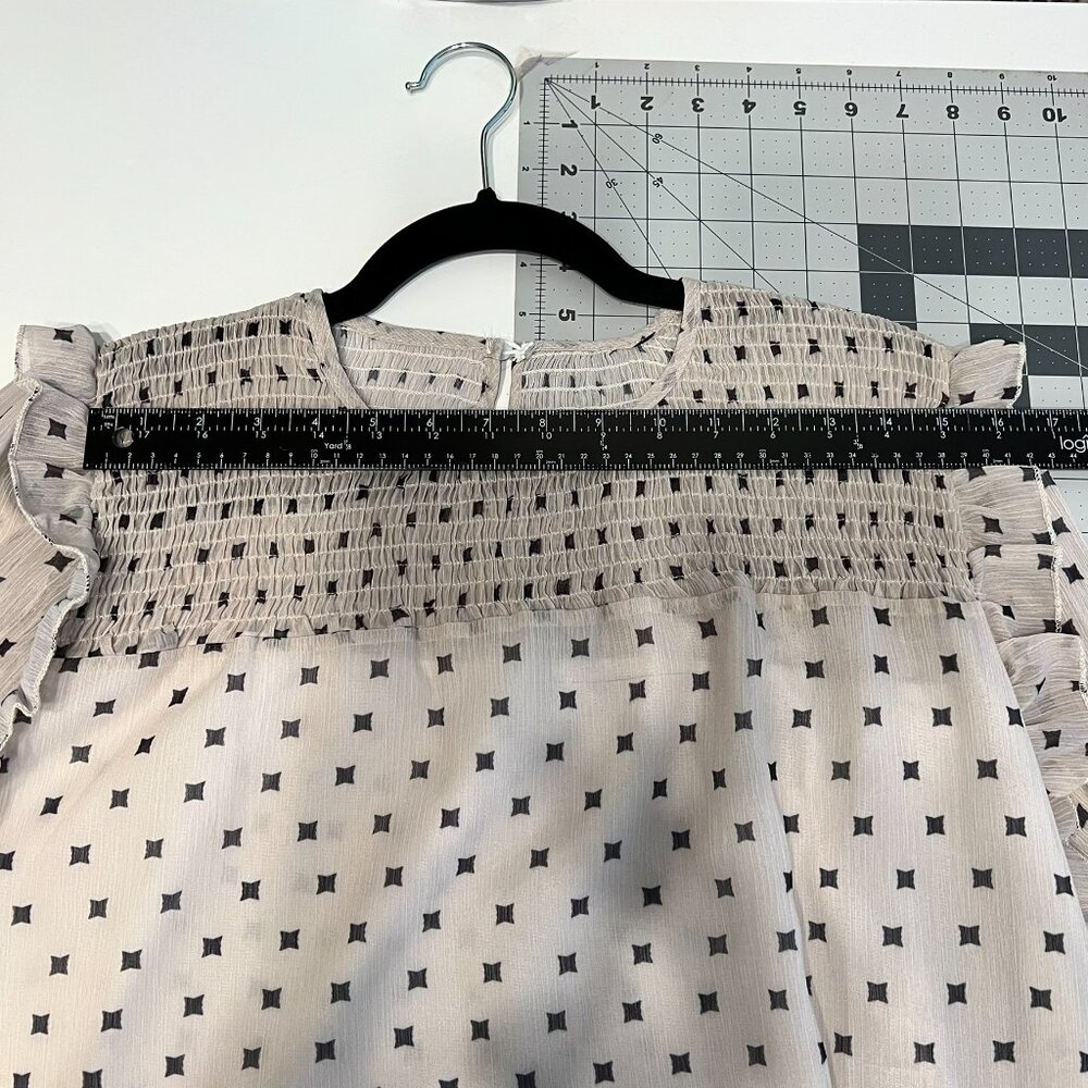 Ivory Smocked Ruffle Shoulder Long Sleeve Lightweight Blouse (2X) SO CUTE! - Picture 10 of 13